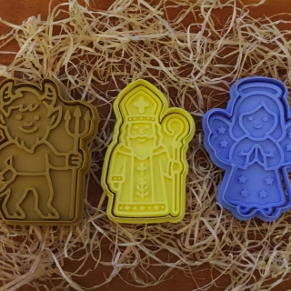 Set vykrajovátek s razítky: Čert, Mikuláš, anděl